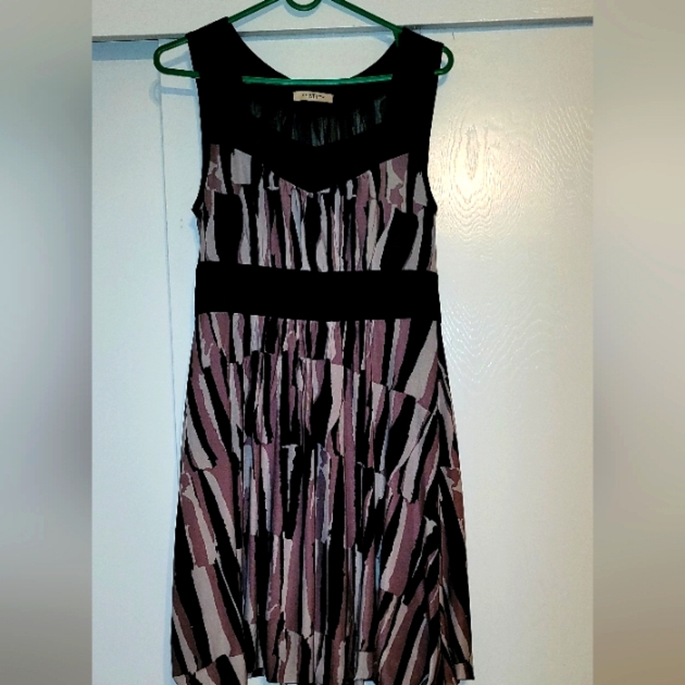Elegant Black and Pink Striped Dress